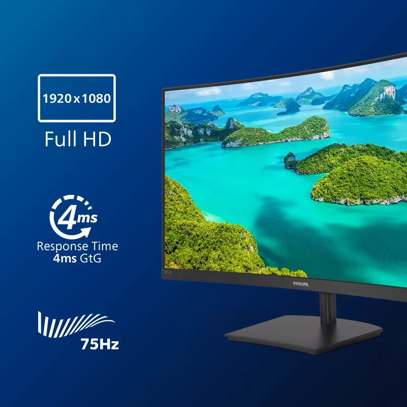 Philips E Line 271E1SCA/00 monitor komputerowy 68.6 cm (27 cali) 1920 x 1080 pikseli Full HD LCD Czarny