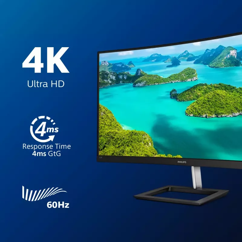 Philips E Line 328E1CA/00 monitor komputerowy 80 cm (31,5 cala) 3840 x 2160 pikseli 4K Ultra HD LCD Czarny