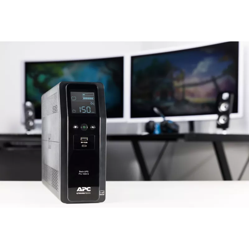 APC Back-UPS Pro, 1600VA/960W, Tower, 230V, 8x gniazd IEC C13, sinus, AVR, porty USB Type A + C, LCD, wymienna bateria
