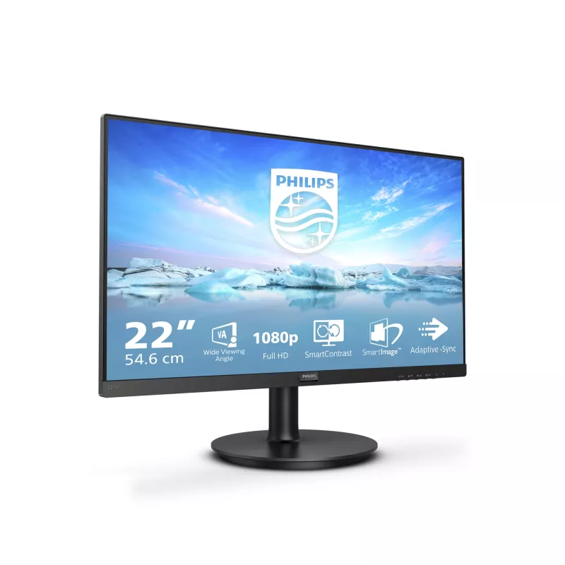 Philips V Line 221V8A/00 monitor komputerowy 54,6 cm (21,5 cala) 1920 x 1080 pikseli Full HD LED Czarny