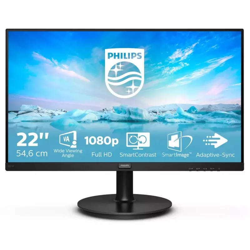 Philips V Line 221V8/00 monitor komputerowy 54,6 cm (21,5 cala) 1920 x 1080 pikseli Full HD LED Czarny