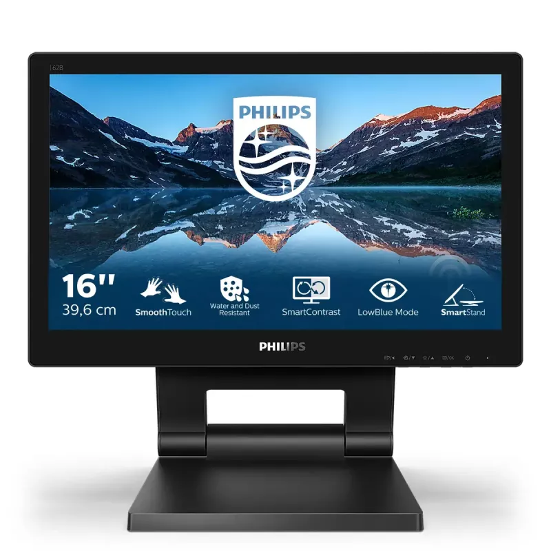 Philips 162B9T/00 monitor komputerowy 39,6 cm (15,6 cala) 1366 x 768 pikseli HD LCD dotykowy Czarny