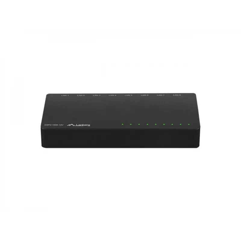 Przełącznik LANBERG DSP2-1008-12V 8x 1 Gb/s Niezarządzalny Gigabit Ethernet Desktop 12V