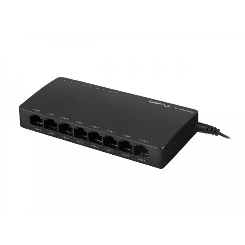 Przełącznik LANBERG DSP2-1008-12V 8x 1 Gb/s Niezarządzalny Gigabit Ethernet Desktop 12V