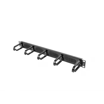 Panel szczotkowy LANBERG AK-1203-B — 19-calowy 1U metalowy organizer kabli, czarny