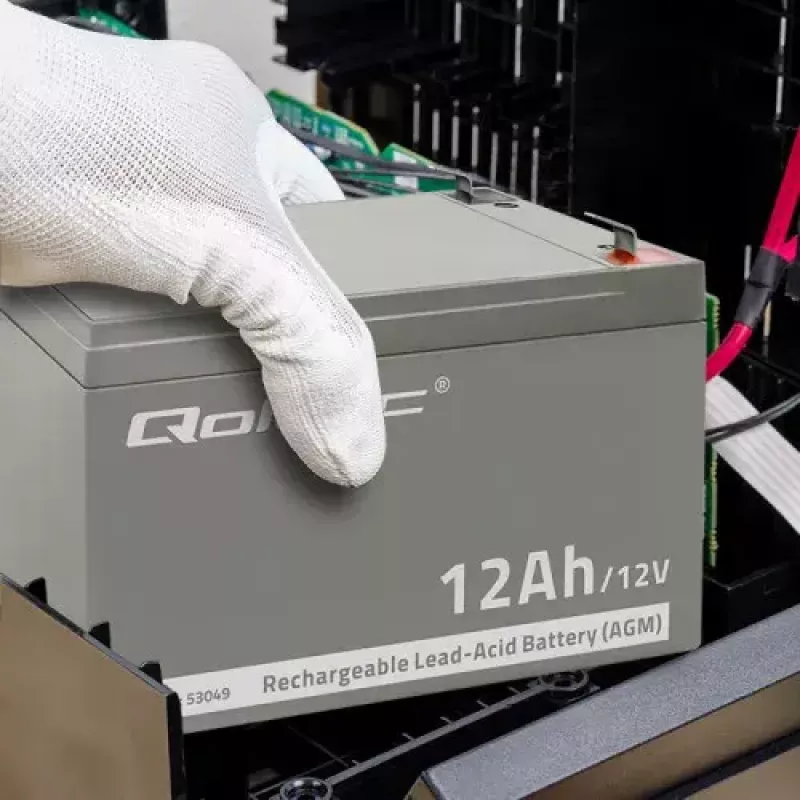 UPS battery QOLTEC 53049, VRLA AGM 12 V 12 Ah, szary, 150×98×95 mm