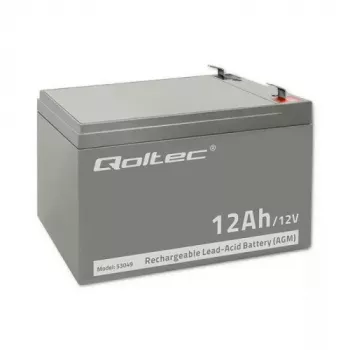 UPS battery QOLTEC 53049, VRLA AGM 12 V 12 Ah, szary, 150×98×95 mm
