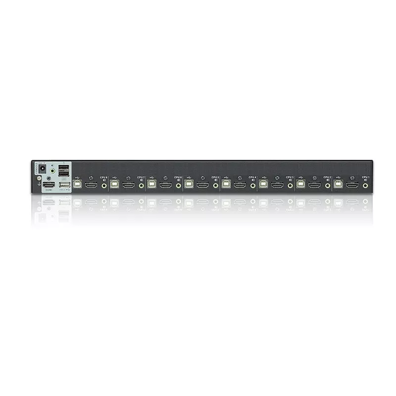Przełącznik KVM ATEN 8-portowy USB - HDMI z portem peryferyjnym USB, 1920 x 1200 pikseli, WUXGA, 8,56 W, czarny