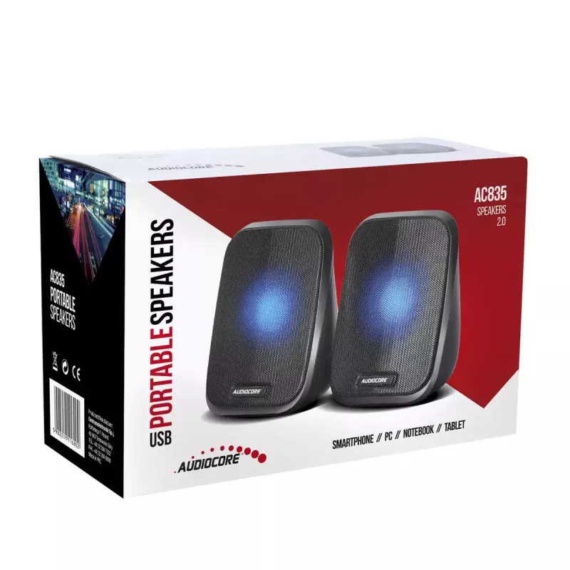 Głośnik Audiocore AC835 przewodowy 2.0 6 W USB czarny głośniki biurkowe