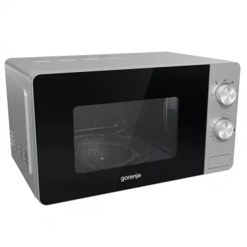 Kuchenka mikrofalowa solo Gorenje MO20E1S — 20 l, 800 W, sterowanie obrotowe, talerz obrotowy 270 mm, stal nierdzewna/czarny