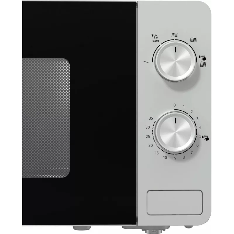Kuchenka mikrofalowa solo Gorenje MO20E1S — 20 l, 800 W, sterowanie obrotowe, talerz obrotowy 270 mm, stal nierdzewna/czarny