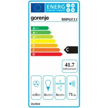 Okap kuchenny podszafkowy Gorenje BHP62CLI, filtr aluminiowy, poziom hałasu: D