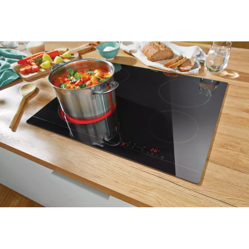Płyta ceramiczna do zabudowy Gorenje ECT641BSC, 60 cm, 4 strefy, sterowanie dotykowe, czarna