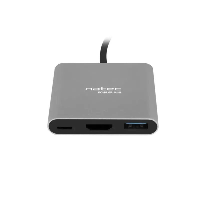 Koncentrator USB-C na HDMI i USB NATEC Fowler Mini — host USB 2.0 Type-C, porty HDMI, USB-A i USB-C, szary