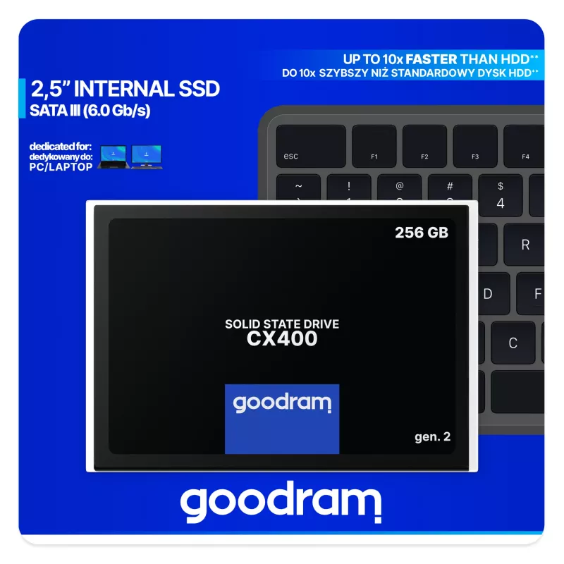 SSD 2.5 cala SATA III Goodram SSDPR-CX400-256-G2 256 GB, odczyt 550 MB/s, zapis 480 MB/s