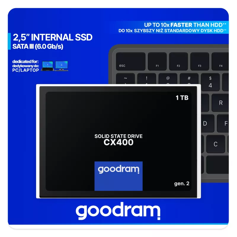 SSD 2.5 cala SATA III GOODRAM CX400 gen.2 — 1,02 TB (1024 GB), 550/500 MB/s, 3D TLC
