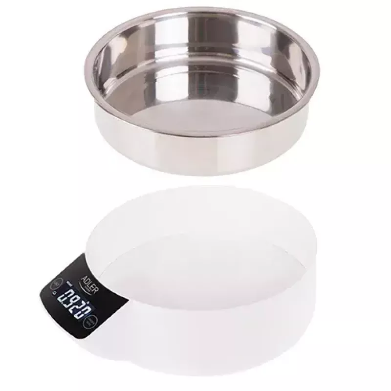 Elektroniczna waga kuchenna Adler AD 3166 – pojemność 5 kg, dokładność 1 g, miska ze stali nierdzewnej 0,9 l, LCD, timer