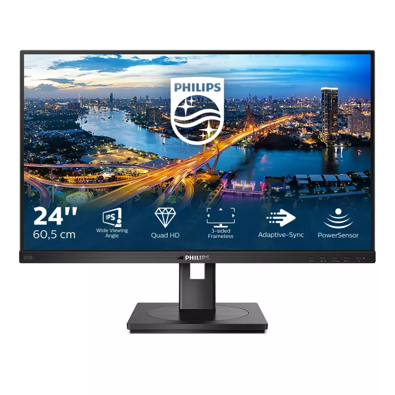 Philips B Line 245B1/00 monitor komputerowy 60,5 cm (23,8 cala) 2560 x 1440 pikseli Quad HD LED Czarny