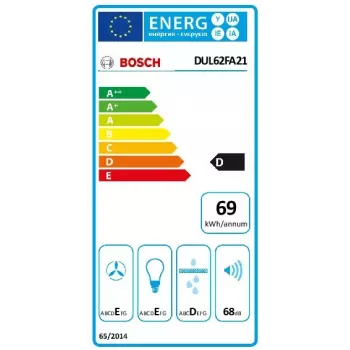 Okap kuchenny ścienny Bosch Serie 2 DUL62FA21, 600 mm, biały, 3 prędkości, 250 m³/h, filtr flizelinowy
