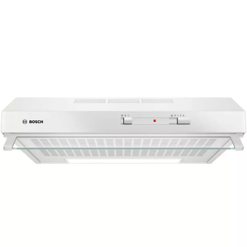 Okap kuchenny ścienny Bosch Serie 2 DUL62FA21, 600 mm, biały, 3 prędkości, 250 m³/h, filtr flizelinowy