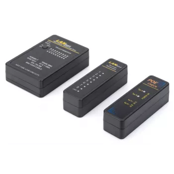 DIGITUS Tester kabli, sieciowy, RJ45, BNC - urządzenie główne, jednostka zdalna, tester PoE, z etui