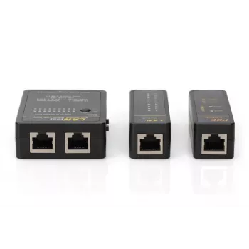 DIGITUS Tester kabli, sieciowy, RJ45, BNC - urządzenie główne, jednostka zdalna, tester PoE, z etui