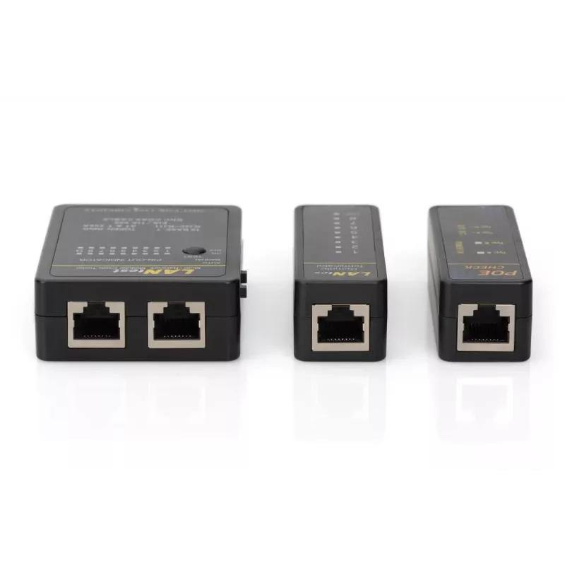 DIGITUS Tester kabli, sieciowy, RJ45, BNC - urządzenie główne, jednostka zdalna, tester PoE, z etui