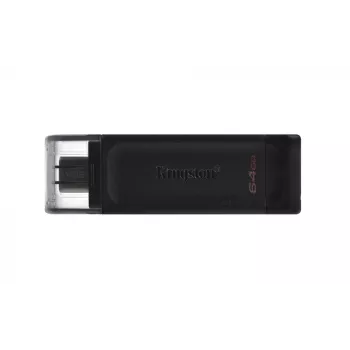 Kingston Technology DataTraveler 64GB USB-C 3.2 Gen 1 70, 64 GB, USB Type-C, 3.2 Gen 1 (3.1 Gen 1), Cap, 7 g, Czarny