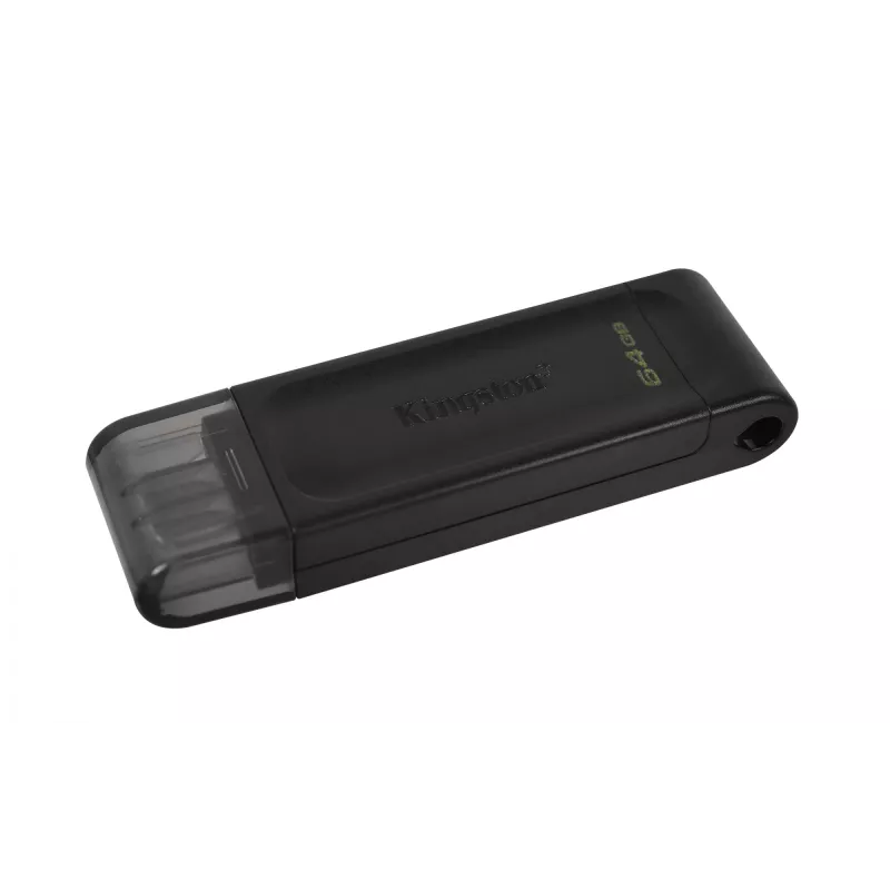 Kingston Technology DataTraveler 64GB USB-C 3.2 Gen 1 70, 64 GB, USB Type-C, 3.2 Gen 1 (3.1 Gen 1), Cap, 7 g, Czarny