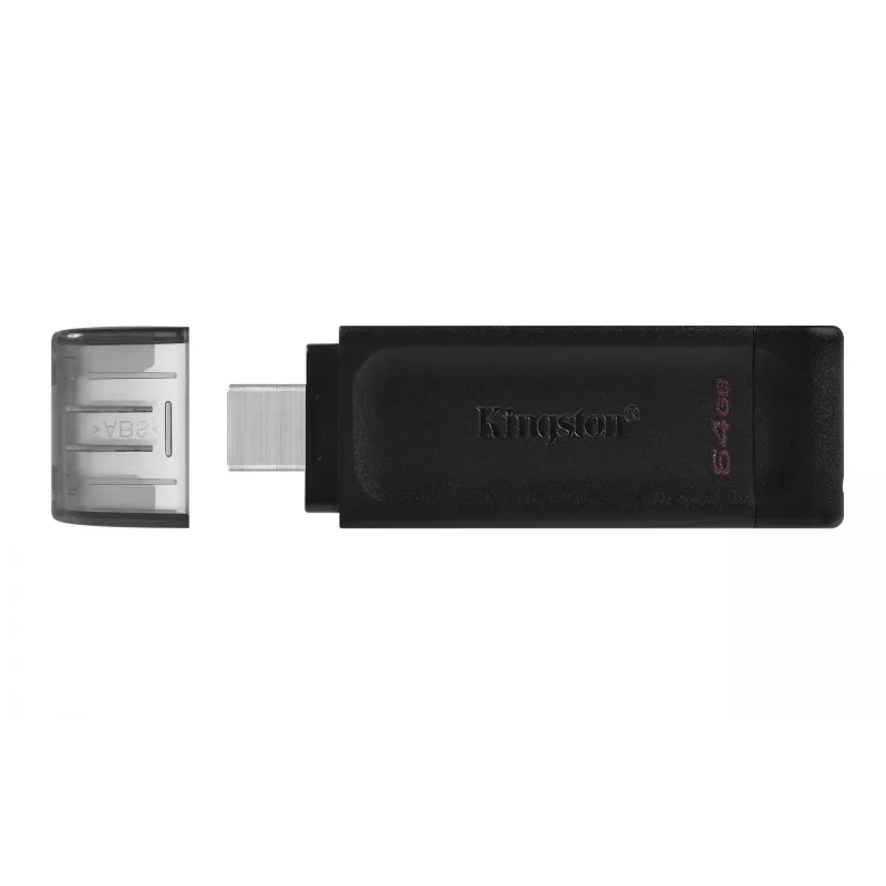 Kingston Technology DataTraveler 64GB USB-C 3.2 Gen 1 70, 64 GB, USB Type-C, 3.2 Gen 1 (3.1 Gen 1), Cap, 7 g, Czarny