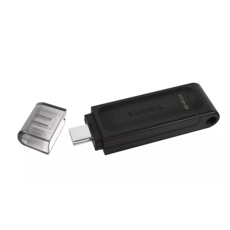 Kingston Technology DataTraveler 64GB USB-C 3.2 Gen 1 70, 64 GB, USB Type-C, 3.2 Gen 1 (3.1 Gen 1), Cap, 7 g, Czarny