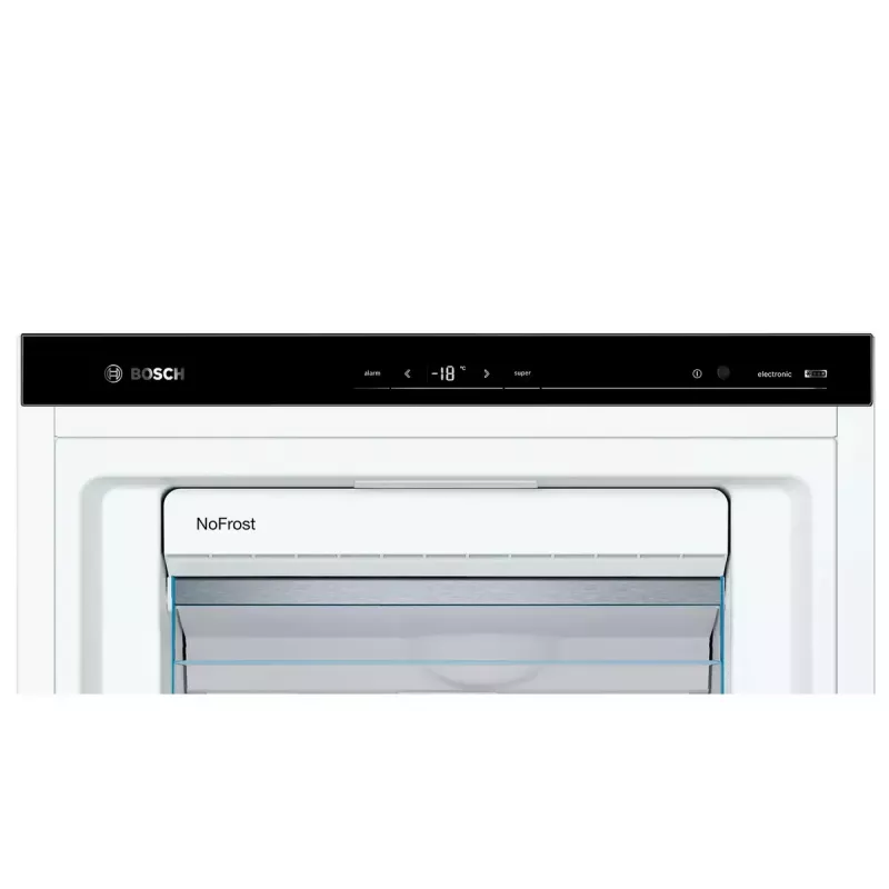Zamrażarka pionowa Bosch Serie 6 GSN54AWDV — 328 L netto, NoFrost, FastFreeze, wyświetlacz LED, Biała