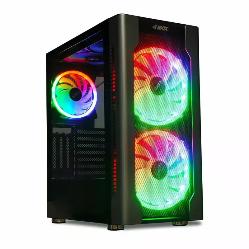 Obudowa PC IBOX Chiron ZH68 Gaming, ATX Midi-Tower, obsługa EATX, czarna, okno boczne, podświetlenie
