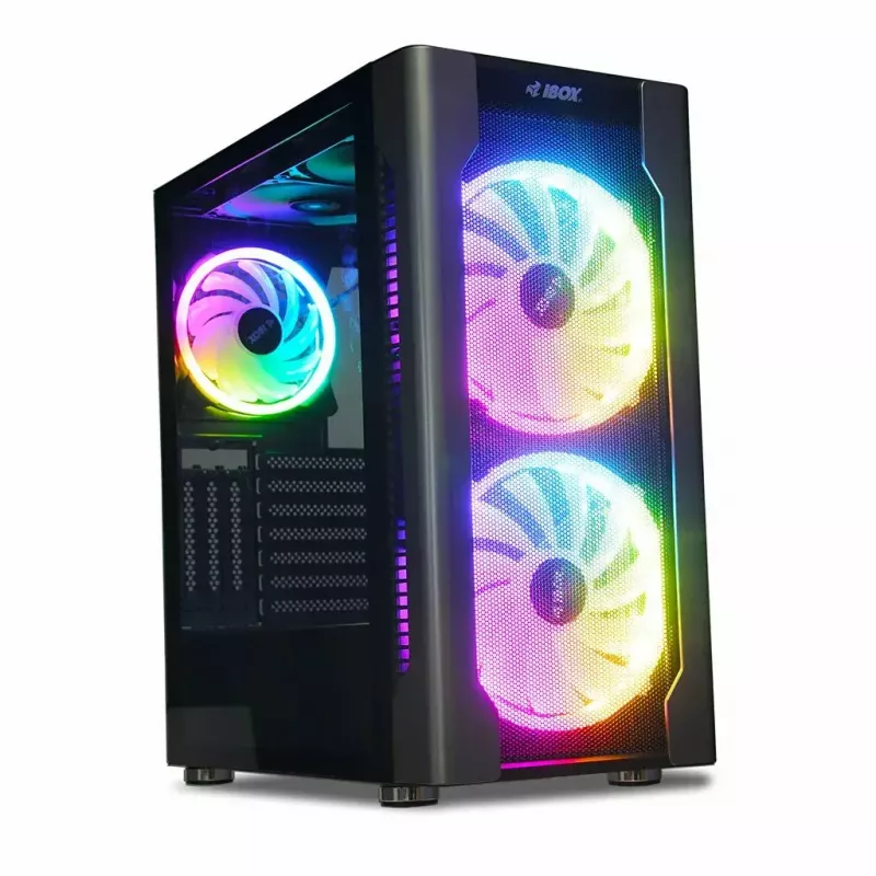 Obudowa PC IBOX Chiron ZH68 Gaming, ATX Midi-Tower, obsługa EATX, czarna, okno boczne, podświetlenie