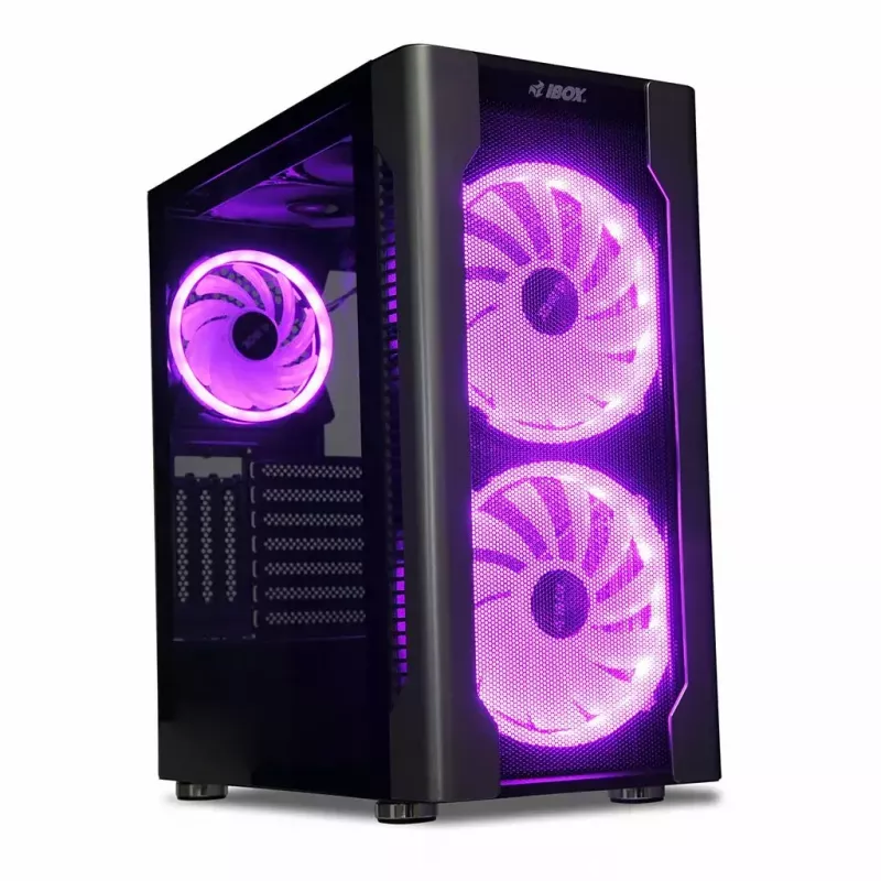 Obudowa PC IBOX Chiron ZH68 Gaming, ATX Midi-Tower, obsługa EATX, czarna, okno boczne, podświetlenie