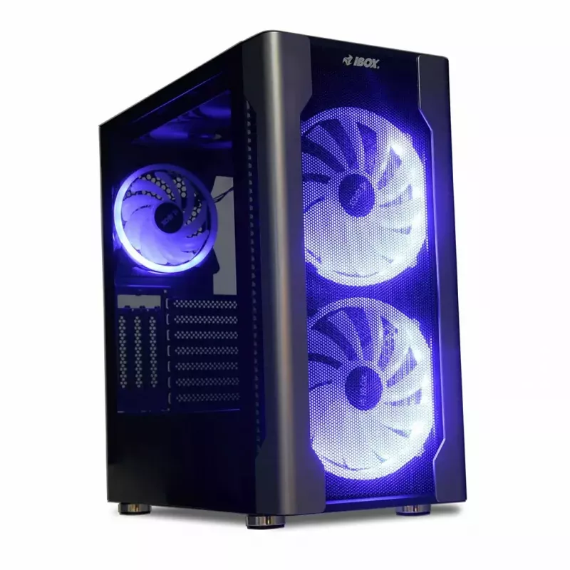 Obudowa PC IBOX Chiron ZH68 Gaming, ATX Midi-Tower, obsługa EATX, czarna, okno boczne, podświetlenie