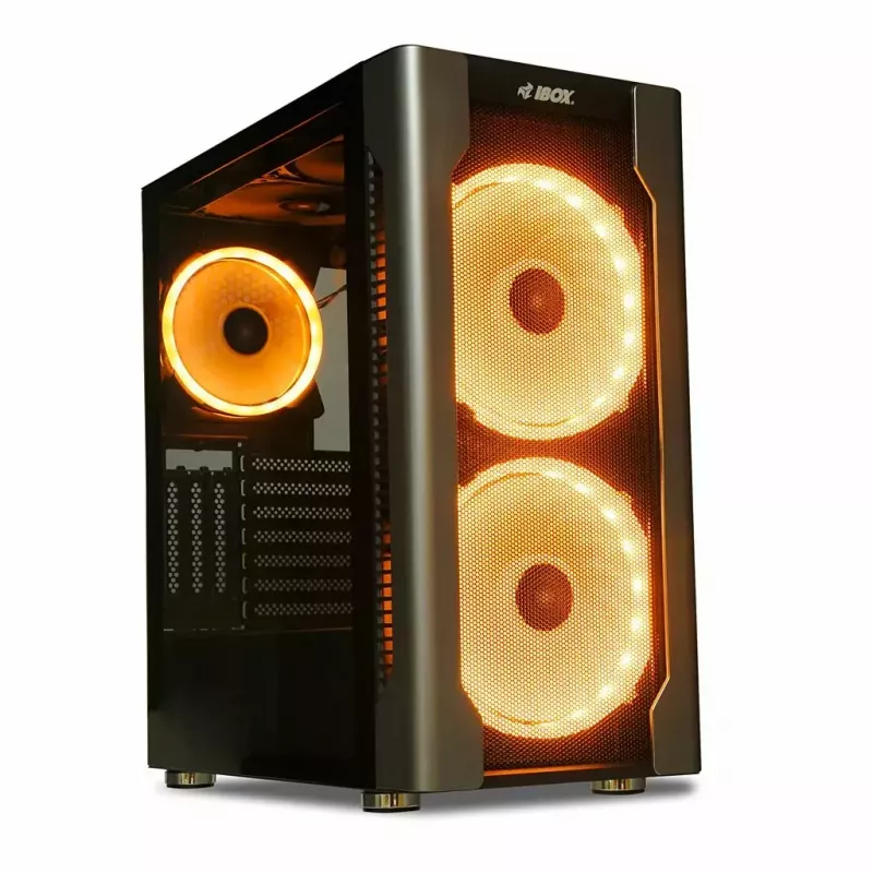 Obudowa PC IBOX Chiron ZH68 Gaming, ATX Midi-Tower, obsługa EATX, czarna, okno boczne, podświetlenie