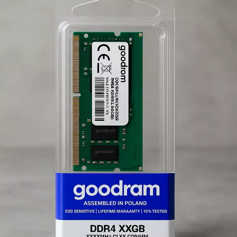 Pamięć laptopowa DDR4 SO‑DIMM GOODRAM 16 GB 3200 MHz, 260 pinów, 1,2 V, CAS22, niebuforowana