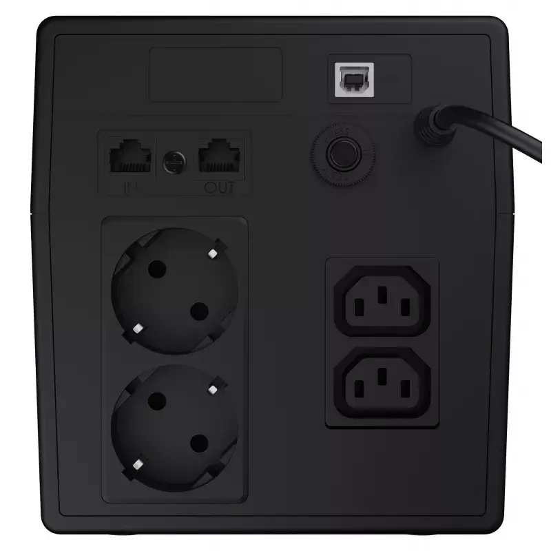 Zasilacz bezprzerwowy zielony Cell UPS08 — Line-Interactive 700 W / 230 V, 4× gniazda IEC, USB, RJ-45, akumulator 12 V 7 Ah, wieża, czarny