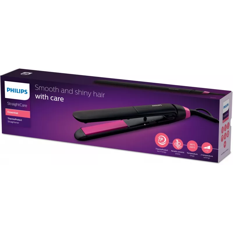 Szczotka prostująca Philips StraightCare Essential ThermoProtect BHS375/00 — płytki ceramiczne 28 mm, 2 poziomy ciepła, maks. 220°C