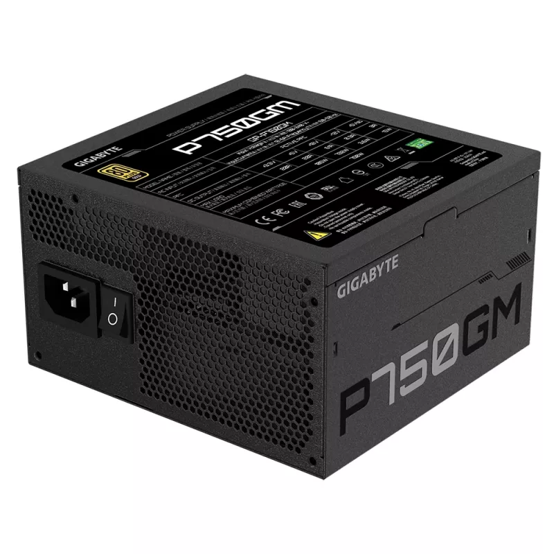 Gigabyte P750GM Zasilacz 750 W Sprawność 80 PLUS GOLD, PFC Aktywny, MTBF 100000 godzin
