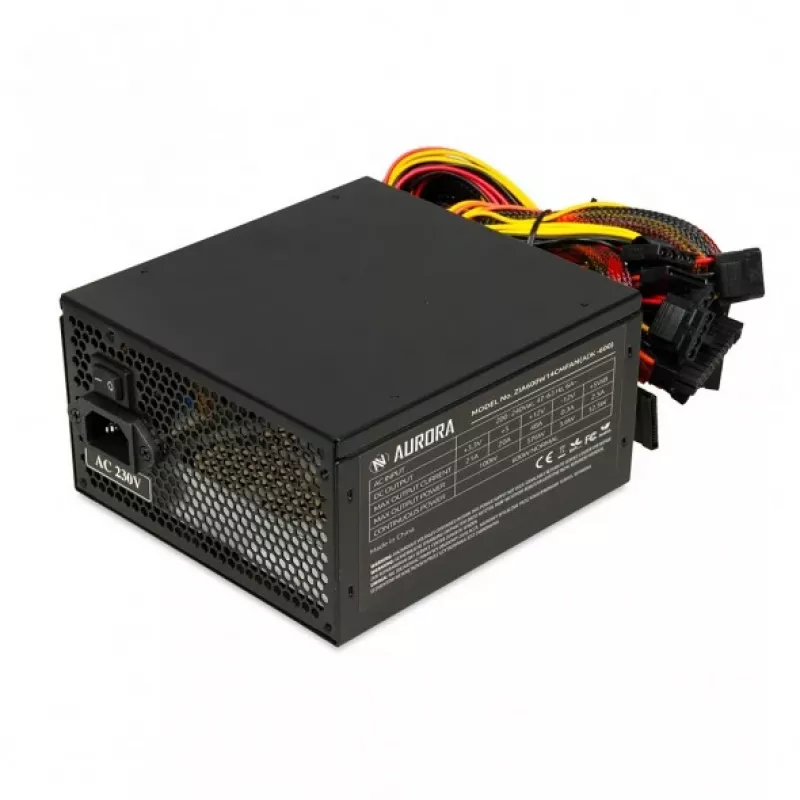 Zasilacz iBox Aurora 600 W 20+4 pin ATX, wentylator 140 mm, obudowa metalowa, czarny