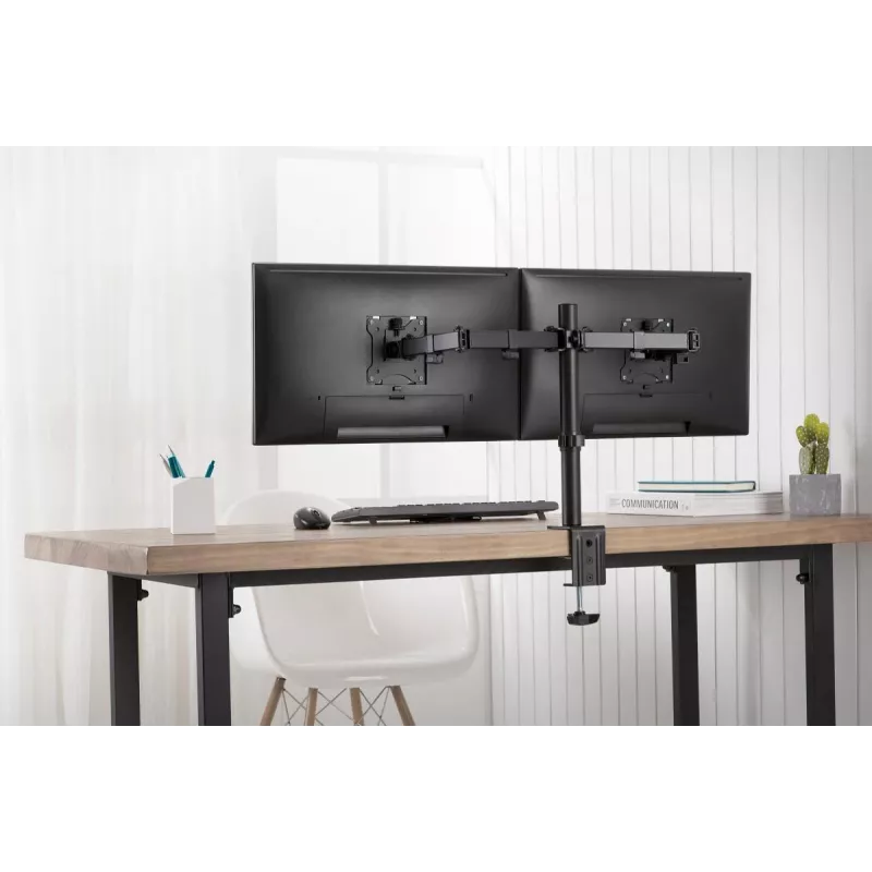 DIGITUS Univer.dual Monitor Clamp Mount 17-32in 2x 8kg (max.) Czarny