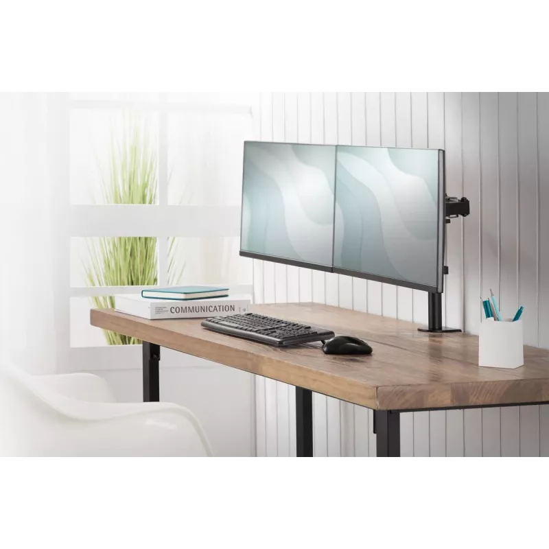 DIGITUS Univer.dual Monitor Clamp Mount 17-32in 2x 8kg (max.) Czarny