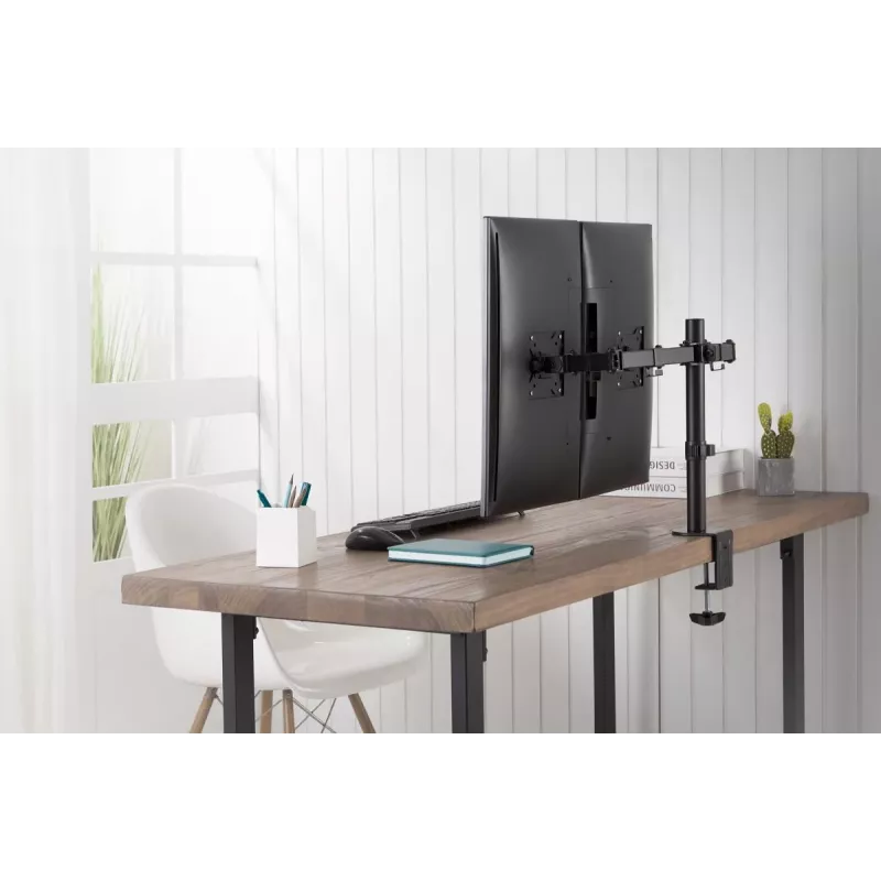 DIGITUS Univer.dual Monitor Clamp Mount 17-32in 2x 8kg (max.) Czarny