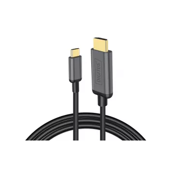 DIGITUS USB-C - HDMI Adapter, 2m 4K/30Hz, czarny, metalowa obudowa