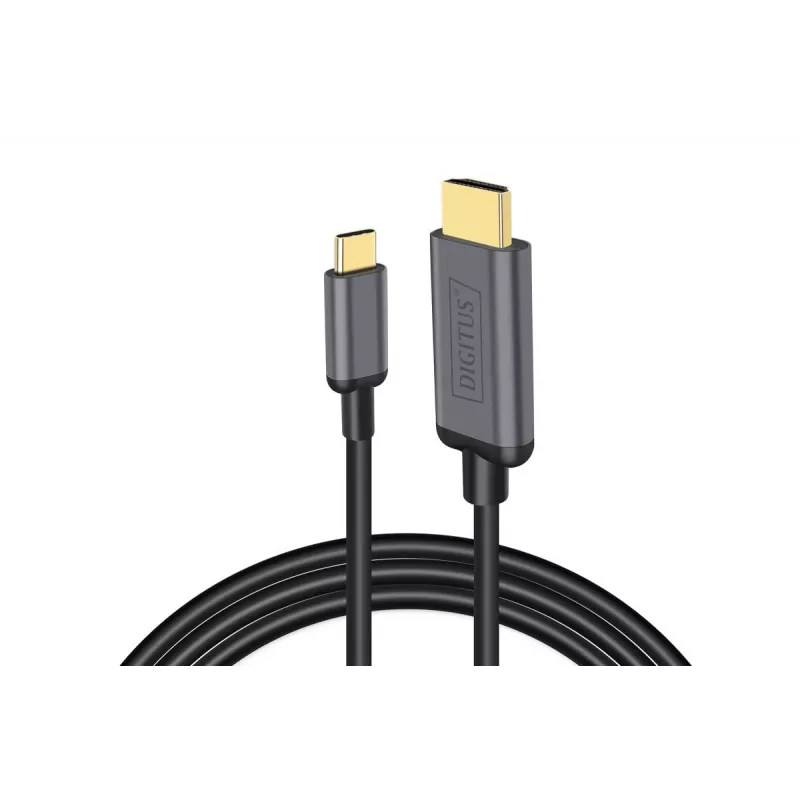 DIGITUS USB-C - HDMI Adapter, 2m 4K/30Hz, czarny, metalowa obudowa