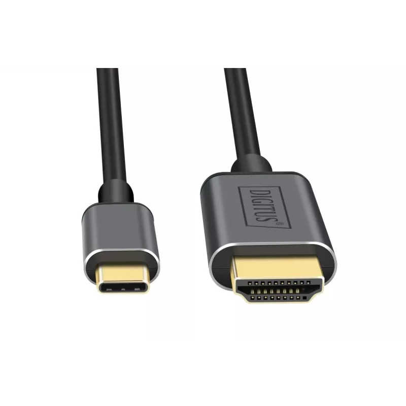 DIGITUS USB-C - HDMI Adapter, 2m 4K/30Hz, czarny, metalowa obudowa