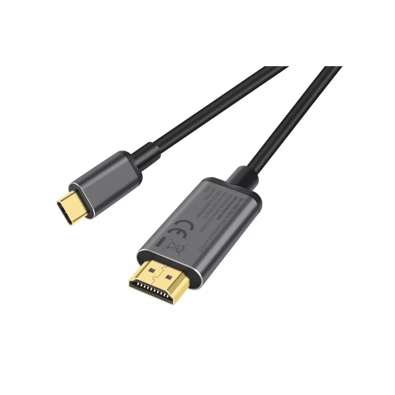 DIGITUS USB-C - HDMI Adapter, 2m 4K/30Hz, czarny, metalowa obudowa