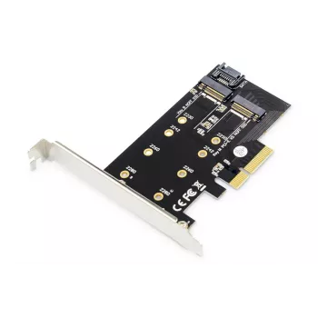 Karta dodatkowa DIGITUS M.2 NGFF/NVMe SSD na PCIe, obsługuje klucze B, M i B+M, rozmiary 80, 60, 42 i 30 mm